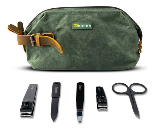 Travel Bag Mycocos Neceser Bolso De Viaje + Kit Uñas Color Verde Musgo