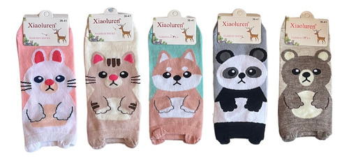 Pack 5 Calcetines Cortos Medias Algodón Diseño Kawaii 