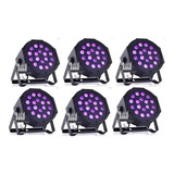 6 Canhão Uv 18 Led 3w Luz Negra Bivolt Neon Strobo Dmx