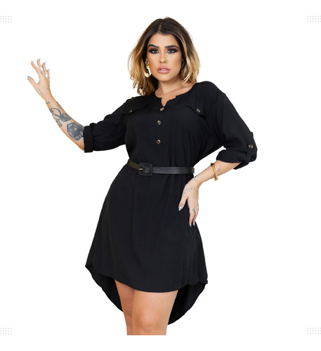 Vestido Chemise Camisão Feminino Blogueira Super Elegante