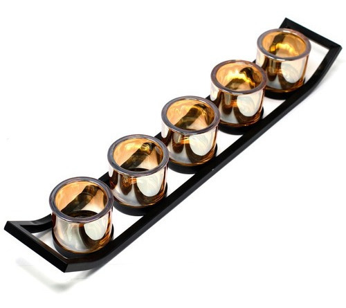 Porta Velas De Hierro De 5 Velas (velas Tea Light Incluidas)