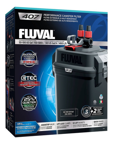Filtro Externo Canister Fluval 407 Acuarios Hasta 500 Lt