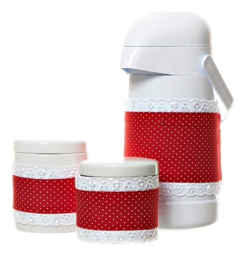 Kit Higiene Bebê Porcelana Garrafa Térmica E Potes Cerâmica