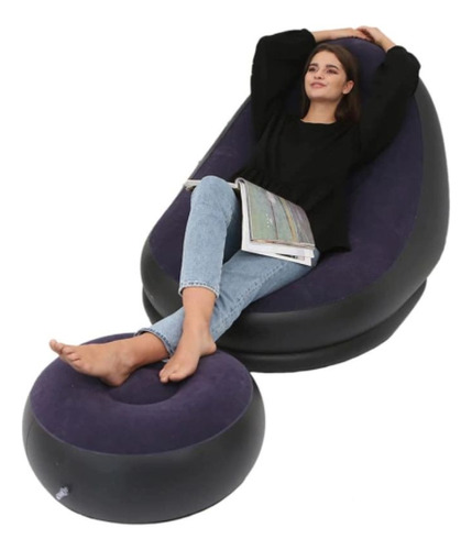 Sillon Sofa Inflable Portatil Plegable Con Reposapies