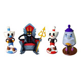 Set 4 Figuras. Cuphead-mugman-diablo-tetera. Impresión 3d