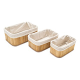 Set X 3 Cesto Canasto Multiuso Madera Bamboo Tienda Pepino