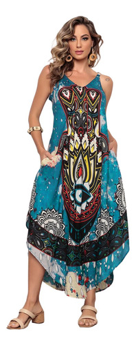 Vestido Longo Trapézio Mandala Plus Size Indiano Saída Praia