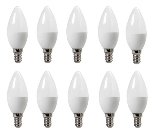 Pack 10 Ampolleta Led Vela Empavonados E14 7w