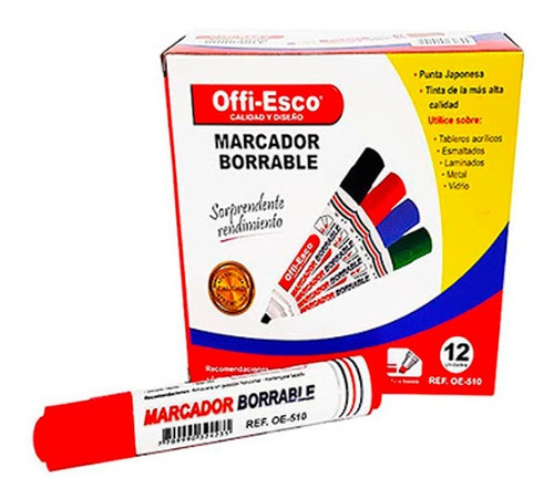 Marcador Tablero Borrable Color Oe-510 Display X 12 Plumon