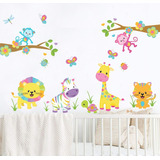 Vinilos Decorativos Infantil Selva Bebes 100x100 Cm Mod Af8a