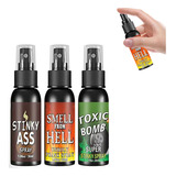 Spray Líquido Mal De Cheiro Bomba Fedor Peido Falso 3 Peças