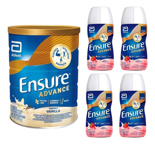 Ensure Advance Polvo 850 Gr + Shake 220 Ml X 4 Unidades