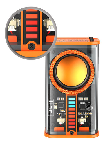 Caixa De Som Transparente Bluetooth Recarregável Cor Laranja 12v