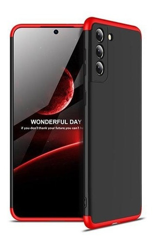 Carcasa Para Samsung S21 Plus 360° Marca - Gkk Color Negro Con Rojo