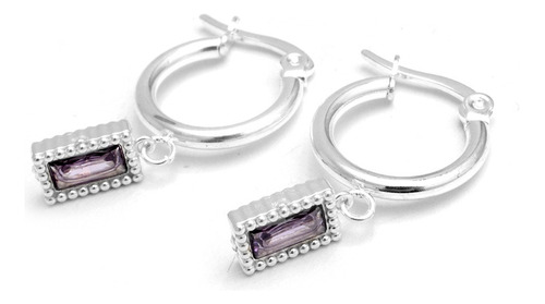 Aros Cubic Colgante Rectangular Violeta 1,5cm