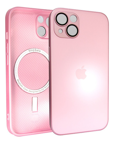 Capa Magsafe Vidro Temperado Silicone iPhone 11 Ou 12 - Rosa