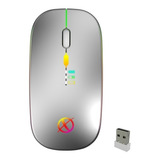 Mouse Inalámbrico Recargable Luces Led Gamer Pc/laptop Fino Xinua Color Gris