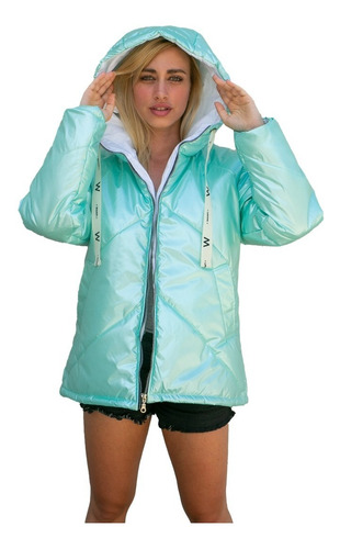 Campera Inflable Puffer Mujer Venecia Metalizada Abrigada