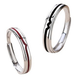 Anillos Ajustables Plata S925 Pareja Promesa Nuestro Latidos