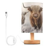 Keepreal Cool Highland Cow - Lampara De Mesita De Noche Pequ