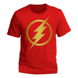 Remeras Flash Logo Dorado Comics Superheroe