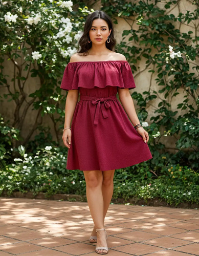 Vestido Corto D'luz Campesino Mujer Casual Strapless