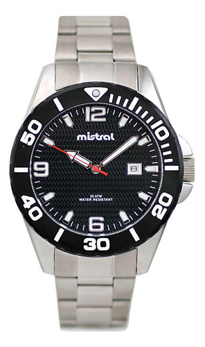 Reloj Hombre Mistral  Todo Acero Sumergible  Bisel Giratorio