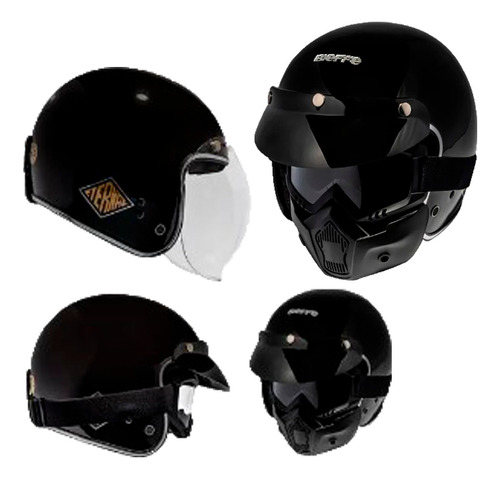 Capacete Custom Bieffe B45 Old School Eternal Preto Br