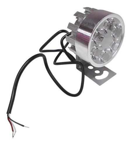 Faro 6 Led Redondo Auxiliar Estrobo Auto Moto Plata