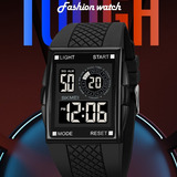 Reloj Led Cuadrado, Luminoso, Impermeable, De Skmei Fashion Color Del Bisel Negro/blanco