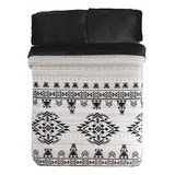 Cobertor Invernal Matrimonial Suiza Vianney Aborregado Color Negro / Gris Diseño De La Tela Suiza