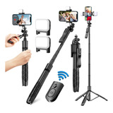 Selfie Stick Trípode Para Celular Control Remoto Luz 1.53m