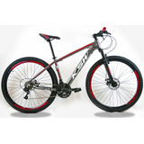 Bicicleta Aro 29 Ksw 24v - Cambios Index Hidraulico+trava Cor Grafite/vermelho Tamanho Do Quadro 17