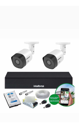 Kit 2 Câmeras 1120b Hd 1mp Dvr 4 Ch + Hd 500gb Intelbras