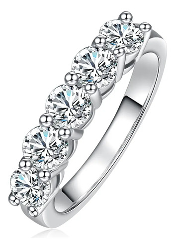Anillo Compromiso Anuclub 5 Moissanita Plata Chapada Oro 14k | Meses sin interés