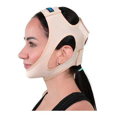 Medway Faja Mentonera Reductora Beige Universal | Reafirmante Facial y Moldeadora de Papada | Banda de Compresión para Mentón y Mandíbula | Ajustable, Cómoda y Unisex para Uso Estético | Meses sin interés