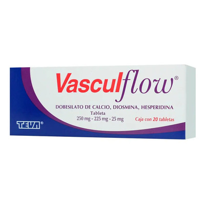 Vasculflow Tableta 250 Mg\u002F225 Mg\u002F25 Mg, 20 Tabletas | Envío gratis