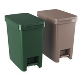 Kit Conjunto Cesto Lixo Lixeira Banheiro Cozinha 15 L - 2 Un Cor Verde E Marrom