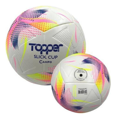 Bola Campo Topper Slick Cup Branco Rosa