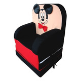 Asiento Infantil Sillon Cama Sofa Individual Niños Mickey Color Negro