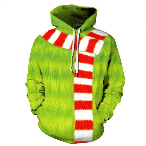 Conjunto De Navidad Grinch Zip-up Cardigan Con Capucha 3d