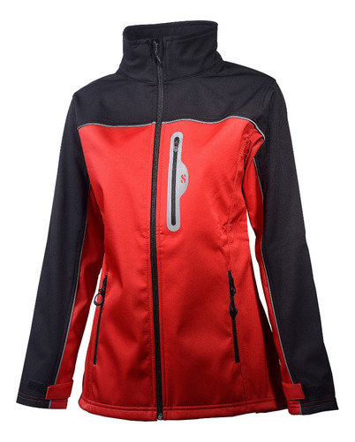 Campera Softshell Negra Y Roja Dama Térmica Nieve Impermeabl