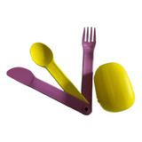 Set Porta Cubierto Tupperware Tenedor Cuchara Cuchillo Lunch