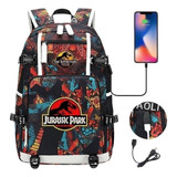 Mochila Escolar Para Estudiantes De Jurassic Park Usb Headse