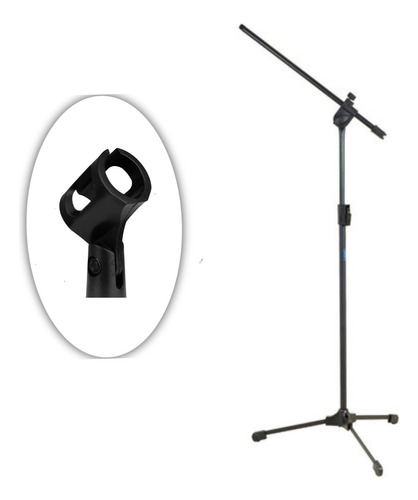 Pedestal Para 1 Microfone Girafa Tps Preto Ask+ Cachimbo