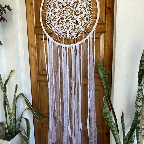 Atrapasueños Mandala Gigante Tejido A Mano Crochet.