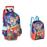 Mochila De Rodinha Escolar Infantil Lancheira Gato Galactico