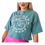 Crop Oversize Gym Shark Fitness Ombliguera Casual Colores