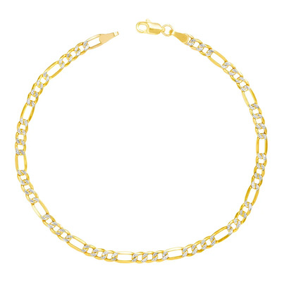 Pulsera Figaro 3x1 Cartier Diamantada Oro10k Italy 4mm 18cm Diámetro 6 Cm Largo 18 Cm | Meses sin interés