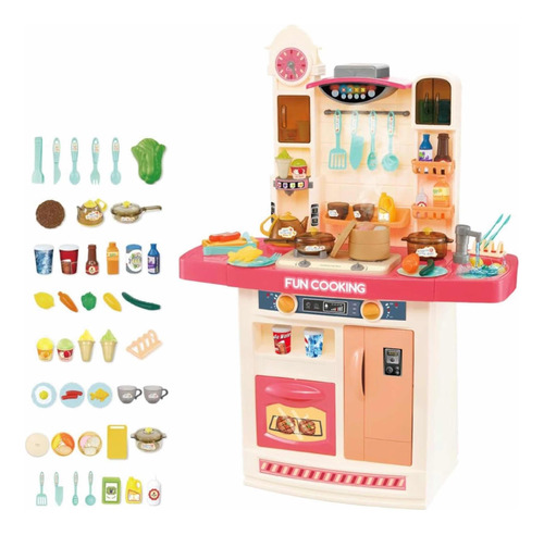 Cocina Infantil Little Chef Juego Cocinita Rosa Luz Y Sonido